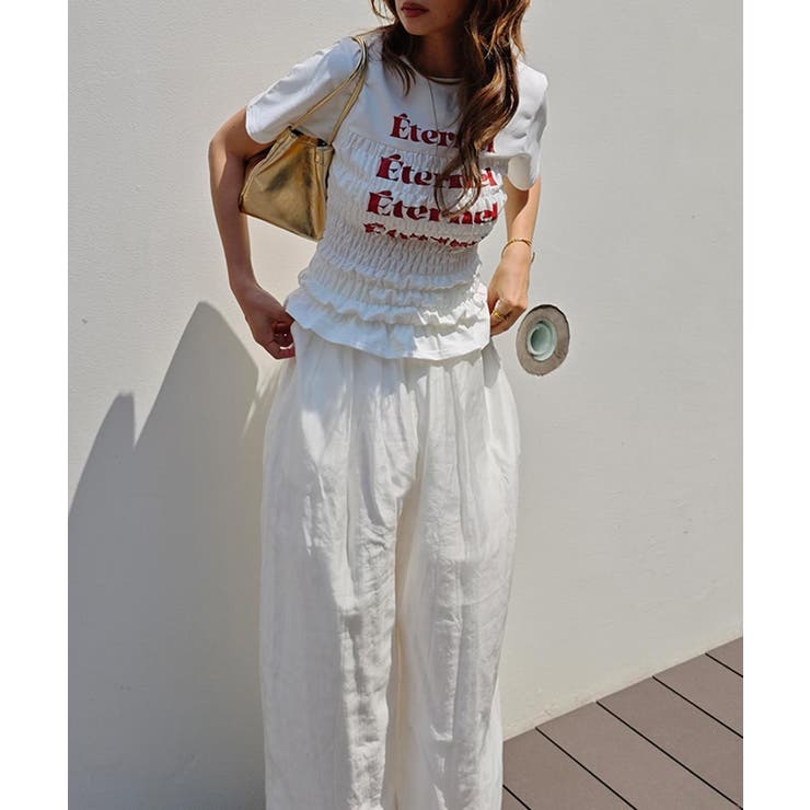 シャーリングロゴTシャツesutoreja カットソー スタイルアップ | BUYSENSE | 詳細画像2 