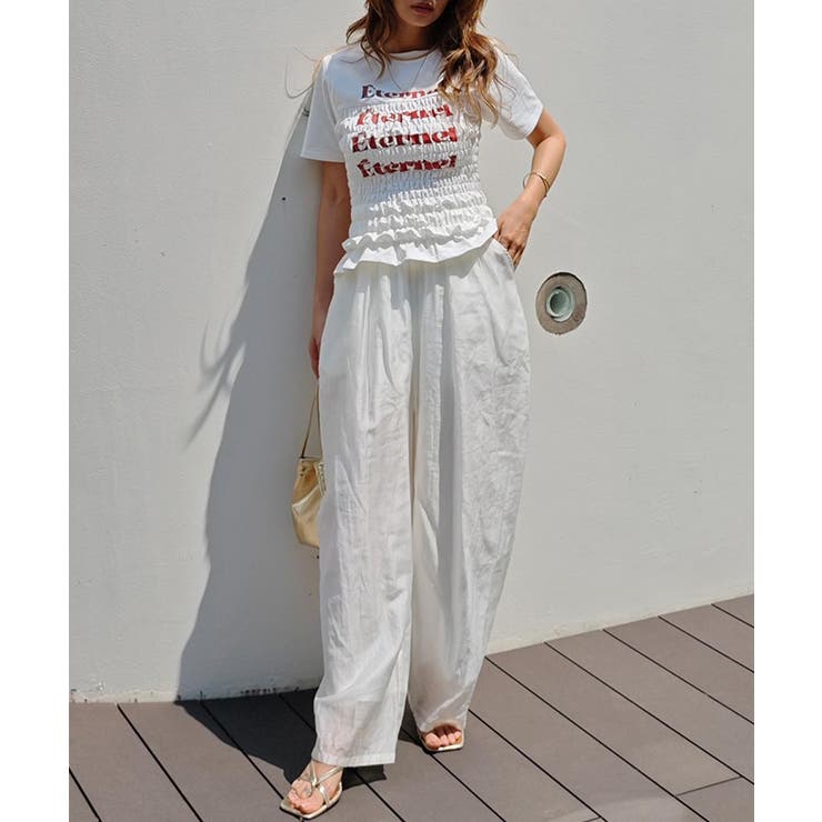 シャーリングロゴTシャツesutoreja カットソー スタイルアップ | BUYSENSE | 詳細画像3 