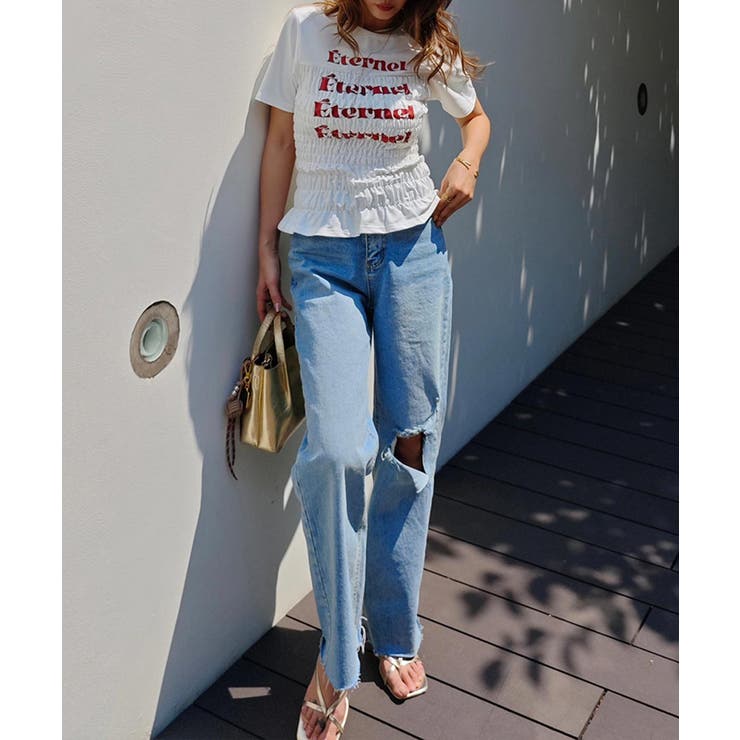 シャーリングロゴTシャツesutoreja カットソー スタイルアップ | BUYSENSE | 詳細画像5 