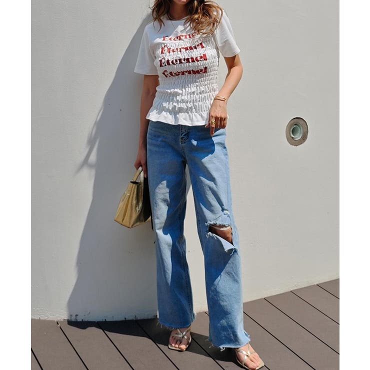 シャーリングロゴTシャツesutoreja カットソー スタイルアップ | BUYSENSE | 詳細画像6 