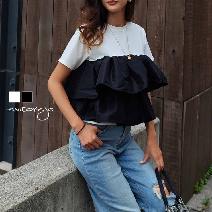 ティアードフリルTシャツesutoreja カットソー スタイルアップ | BUYSENSE | 詳細画像1 
