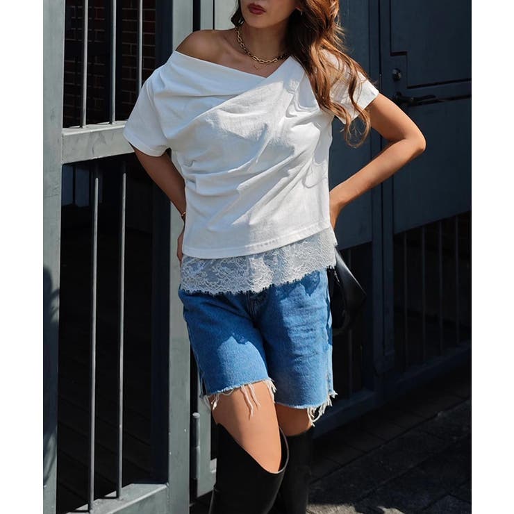 ドレープレースTシャツesutoreja カットソー スタイルアップ | BUYSENSE | 詳細画像6 