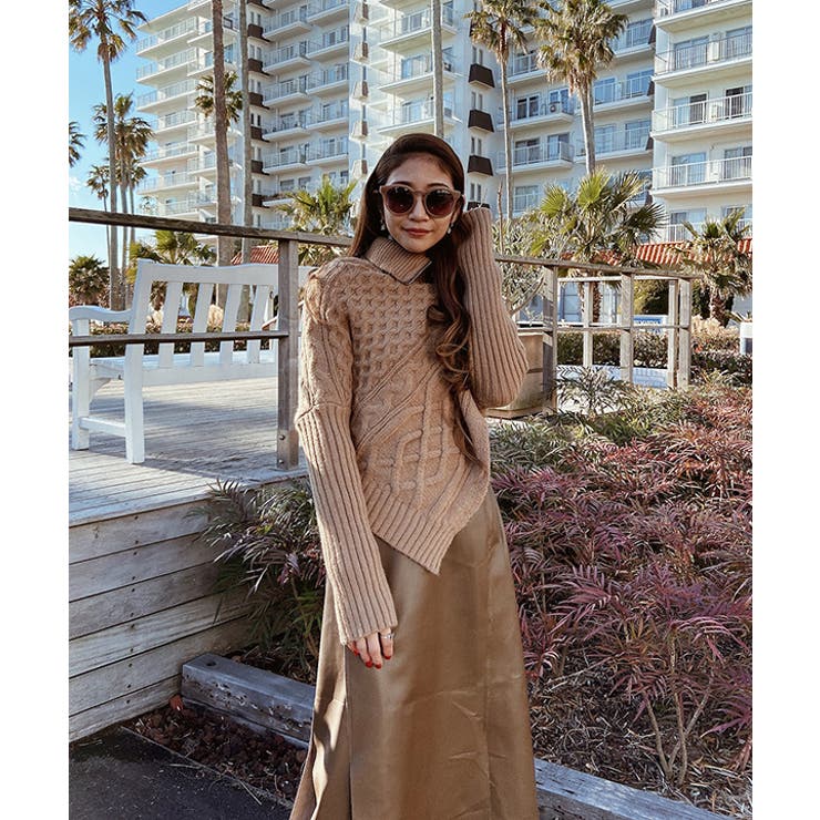 アシンメトリーケーブルZIPニット esutoreja ニット[品番：BYST0001062