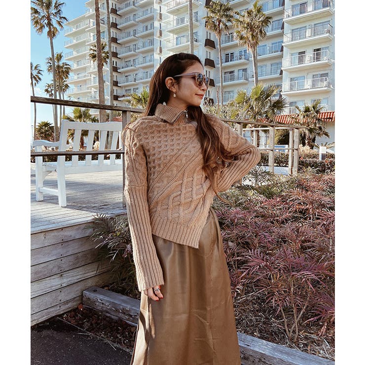 アシンメトリーケーブルZIPニット esutoreja ニット[品番：BYST0001062