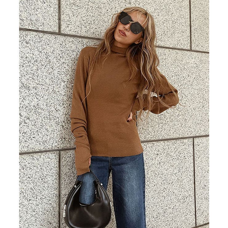 キャメル | シンプルハイネックニット esutoreja ニット | BUYSENSE