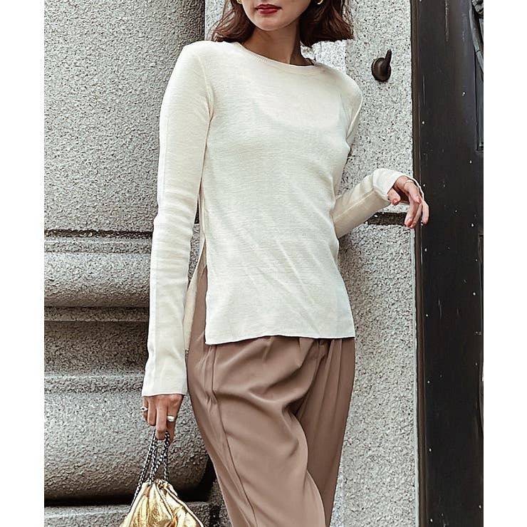 アイボリー | サイドカットニットトップス esutoreja ニット | BUYSENSE