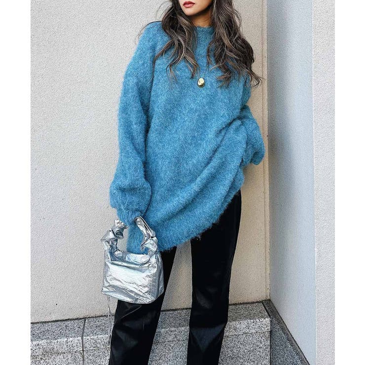 ブルー | クルーネックオーバーニット esutoreja ニット | BUYSENSE