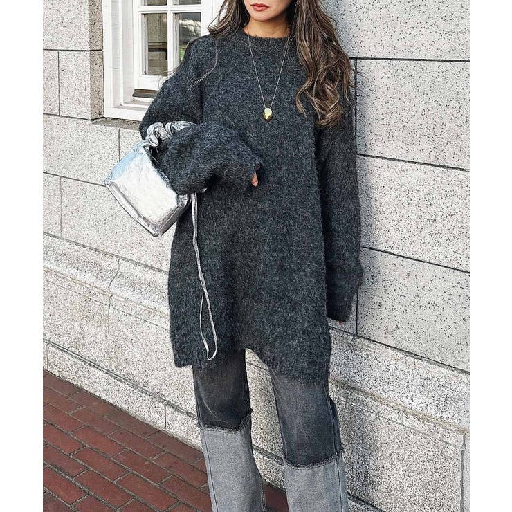 ブラック | クルーネックオーバーニット esutoreja ニット | BUYSENSE