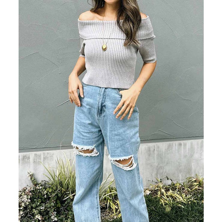 オフショルダーショートスリーブニット esutoreja ニット | BUYSENSE | 詳細画像7 