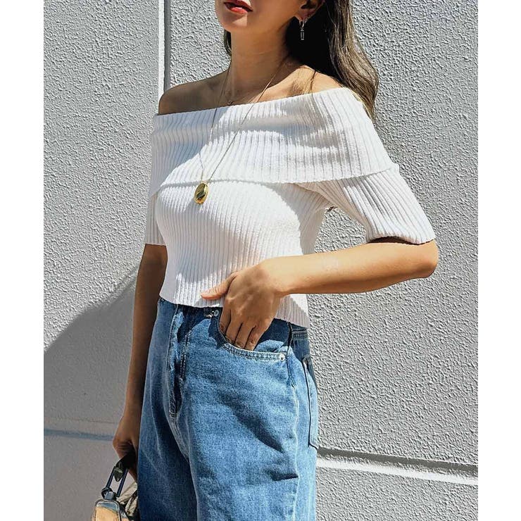 オフショルダーショートスリーブニット esutoreja ニット | BUYSENSE | 詳細画像3 