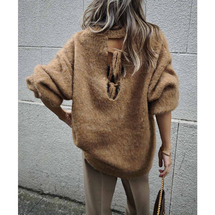ベージュ | バックリボンニットesutoreja ニット スタイルアップ | BUYSENSE