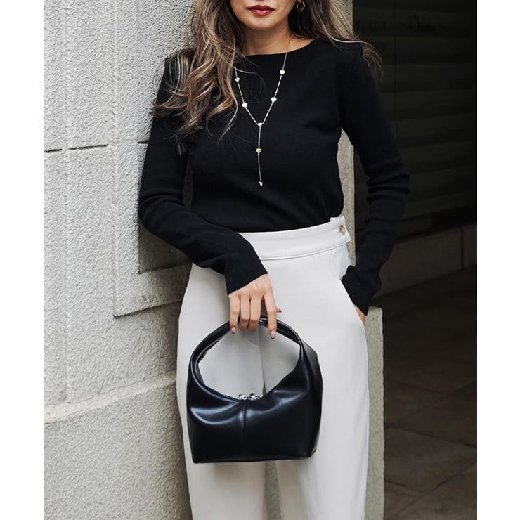 ブラック | ボートネックニットesutoreja ニット スタイルアップ | BUYSENSE