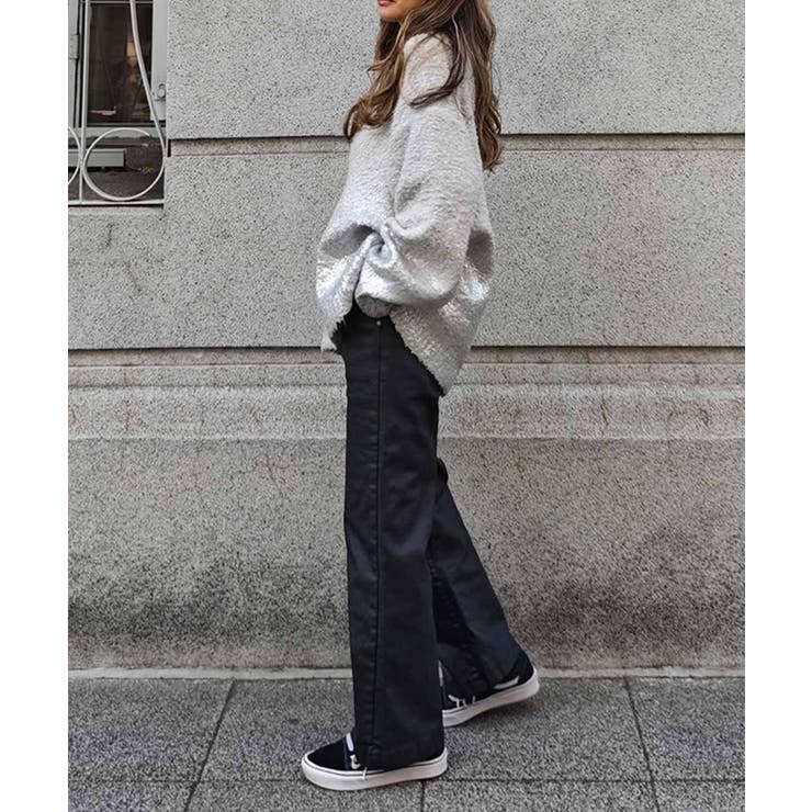 ホイルプリントニットesutoreja ニット スタイルアップ[品番