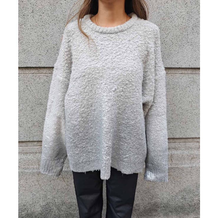 ホイルプリントニットesutoreja ニット スタイルアップ[品番