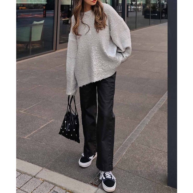 ホイルプリントニットesutoreja ニット スタイルアップ[品番