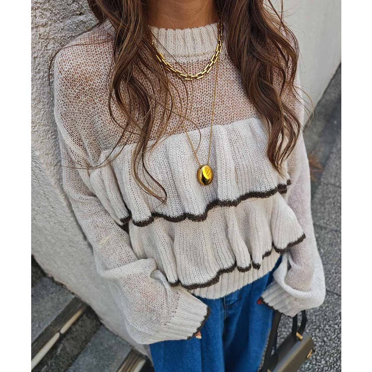 バイカラーフリルニットesutoreja ニット スタイルアップ | BUYSENSE | 詳細画像13 