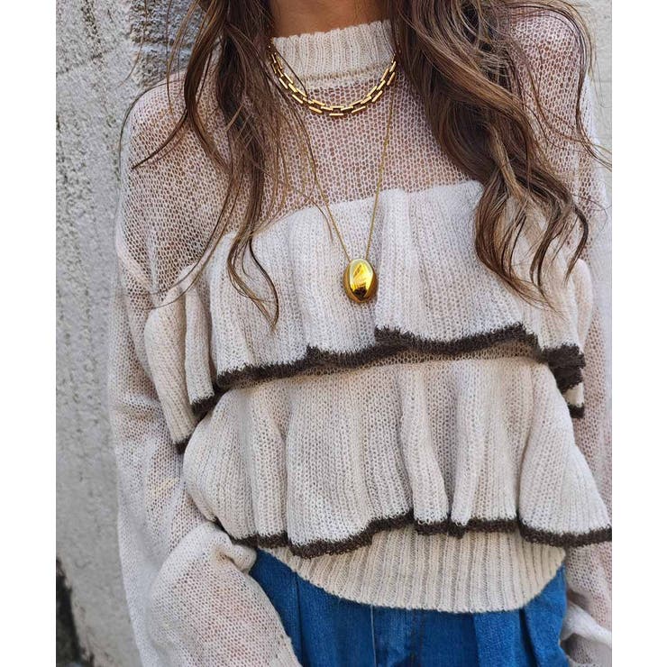 バイカラーフリルニットesutoreja ニット スタイルアップ | BUYSENSE | 詳細画像15 