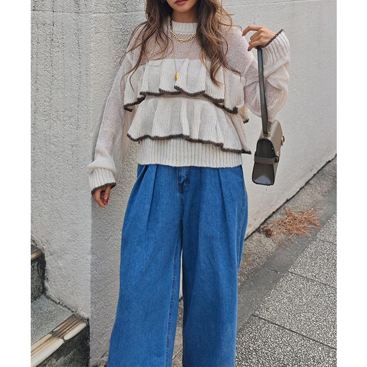 バイカラーフリルニットesutoreja ニット スタイルアップ | BUYSENSE | 詳細画像3 