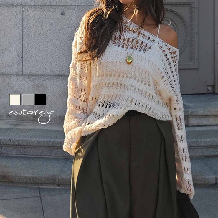 クロシェニットトップスesutoreja ニット スタイルアップ | BUYSENSE | 詳細画像1 