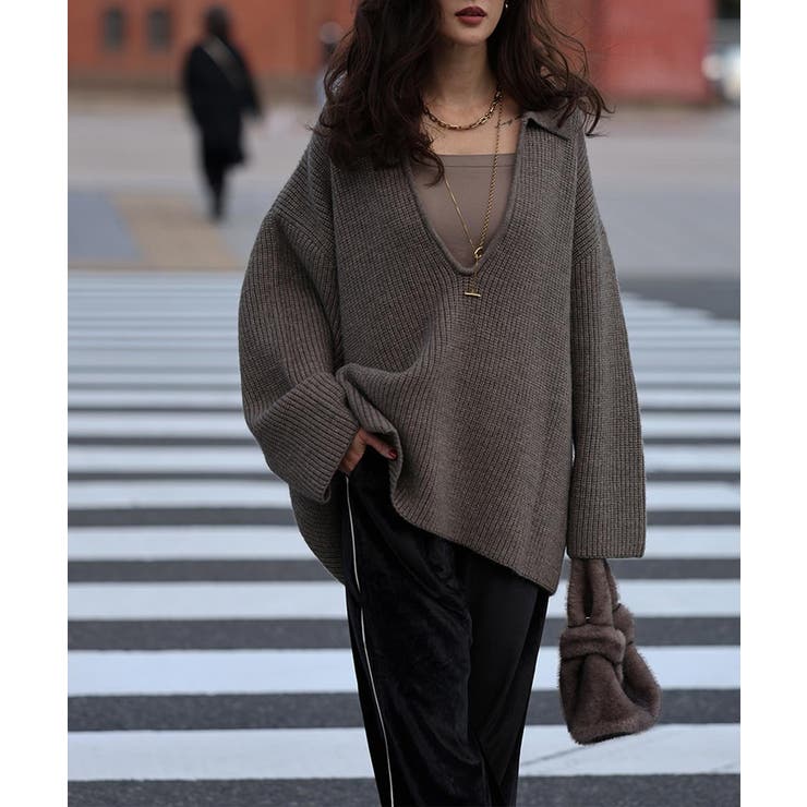 スキッパーポロデザインニットesutoreja ニット スタイルアップ | BUYSENSE | 詳細画像2 