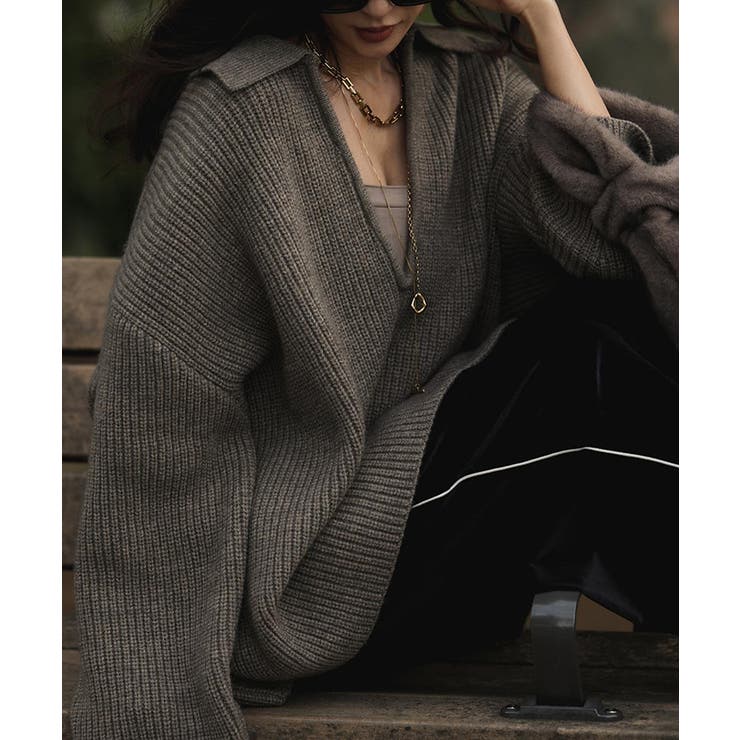 スキッパーポロデザインニットesutoreja ニット スタイルアップ | BUYSENSE | 詳細画像4 