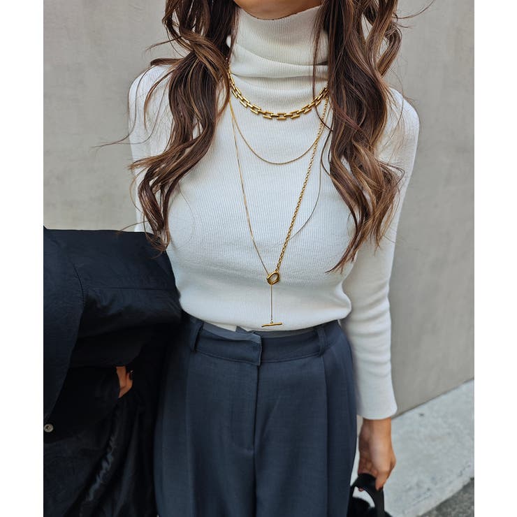 リブタートルネックニットトップスesutoreja ニット スタイルアップ | BUYSENSE | 詳細画像5 