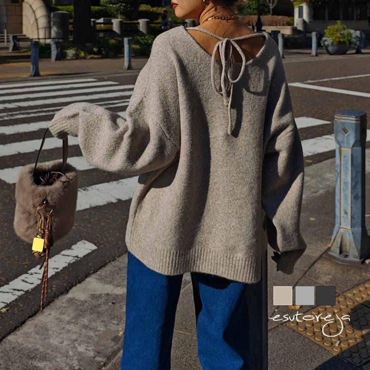 バックリボンニットプルオーバーesutoreja ニット スタイルアップ | BUYSENSE | 詳細画像1 