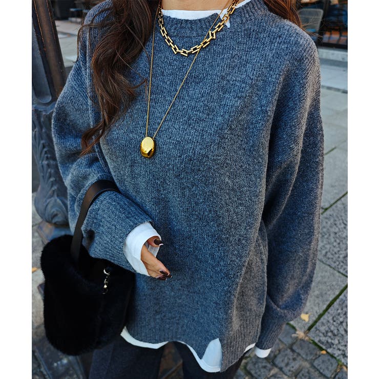 チャコール | レイヤードライクニットesutoreja ニット スタイルアップ | BUYSENSE
