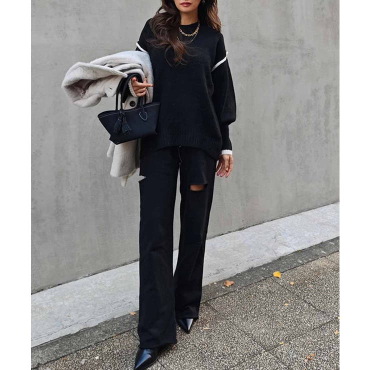 バイカラーニットプルオーバーesutoreja ニット スタイルアップ | BUYSENSE | 詳細画像7 