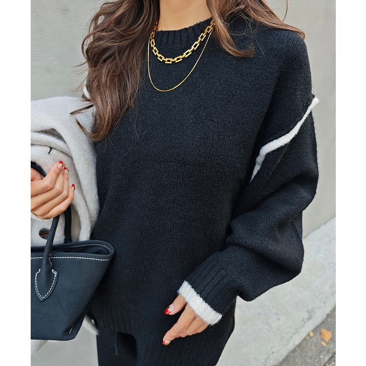 バイカラーニットプルオーバーesutoreja ニット スタイルアップ | BUYSENSE | 詳細画像9 