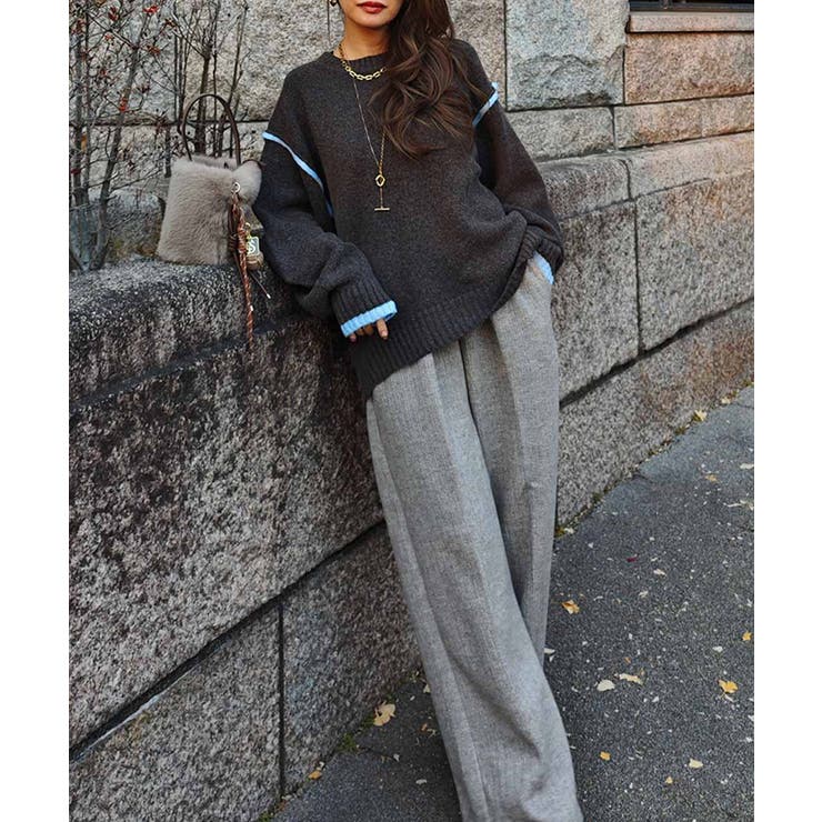 バイカラーニットプルオーバーesutoreja ニット スタイルアップ | BUYSENSE | 詳細画像12 