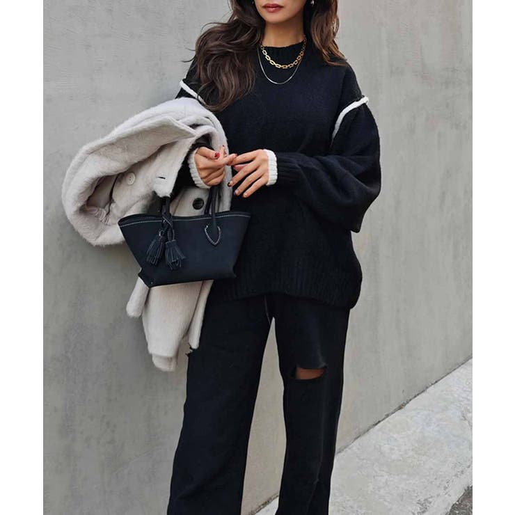 バイカラーニットプルオーバーesutoreja ニット スタイルアップ | BUYSENSE | 詳細画像6 