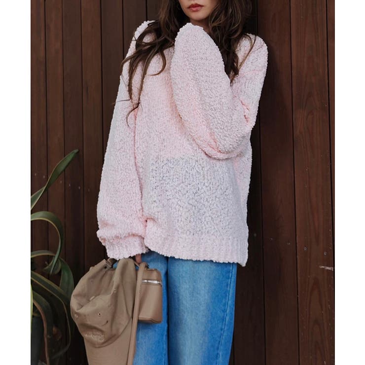 ピンク | ポップコーンニットプルオーバーesutoreja ニット スタイルアップ | BUYSENSE