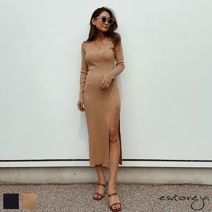 スリットタイトvネックワンピース ワンピ 大人 品番 Byst Buysense バイセンス のレディースファッション通販 Shoplist ショップリスト