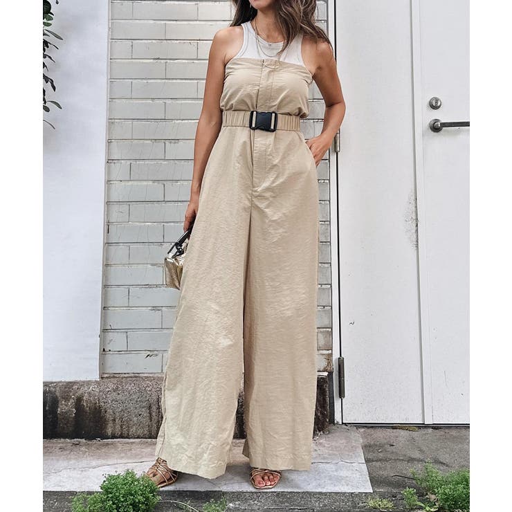 ベージュ | ワイドパンツロンパース esutoreja ボトム レディース トレンド | BUYSENSE