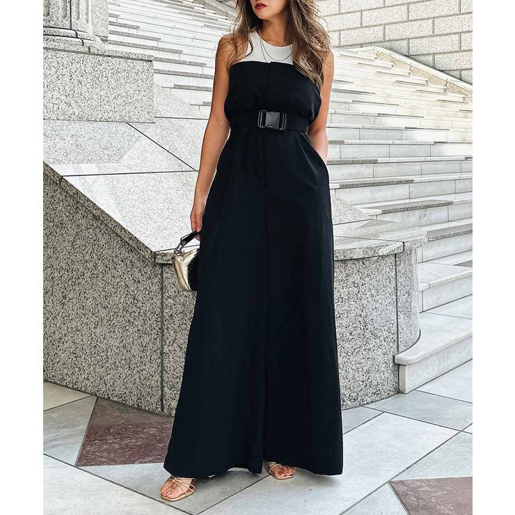 ブラック | ワイドパンツロンパース esutoreja ボトム レディース トレンド | BUYSENSE