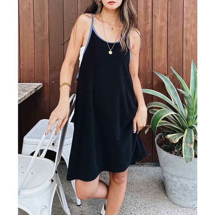 ブラック | パイルバイカラードレス esutoreja ワンピース レディース トレンド | BUYSENSE