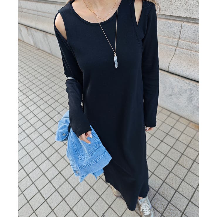 カットアウトリブワンピースesutoreja ワンピース スタイルアップ | BUYSENSE | 詳細画像3 