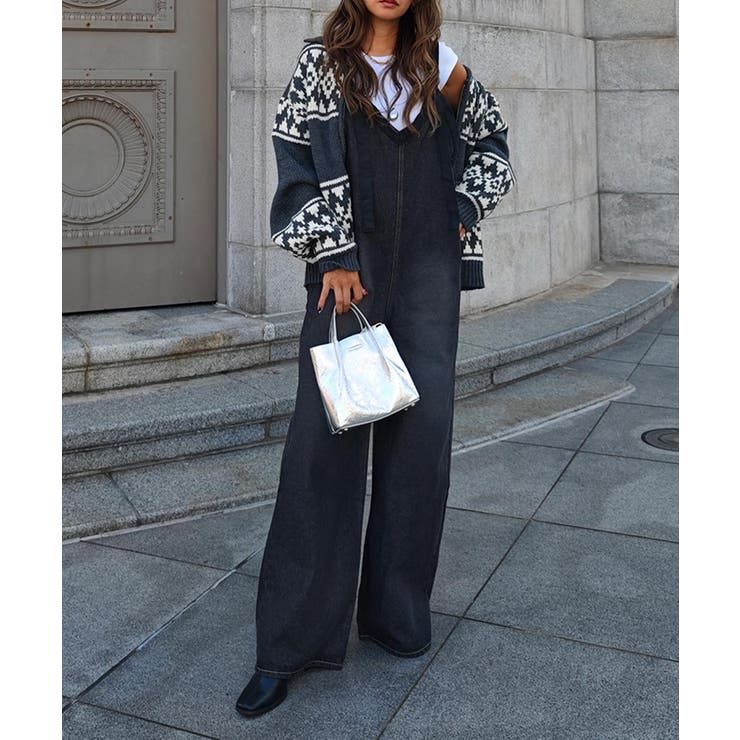 Vネックデニムサロペットesutoreja ワンピース スタイルアップ | BUYSENSE | 詳細画像2 