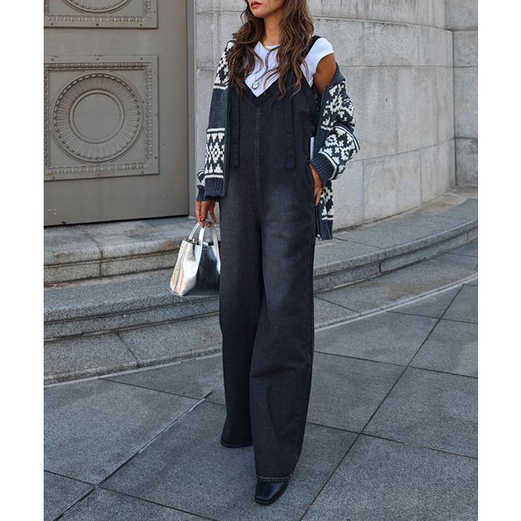 Vネックデニムサロペットesutoreja ワンピース スタイルアップ | BUYSENSE | 詳細画像3 