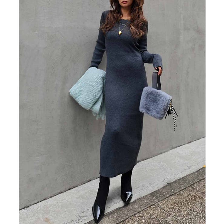 リブニットロングスリーブワンピースesutoreja ワンピース スタイルアップ | BUYSENSE | 詳細画像8 