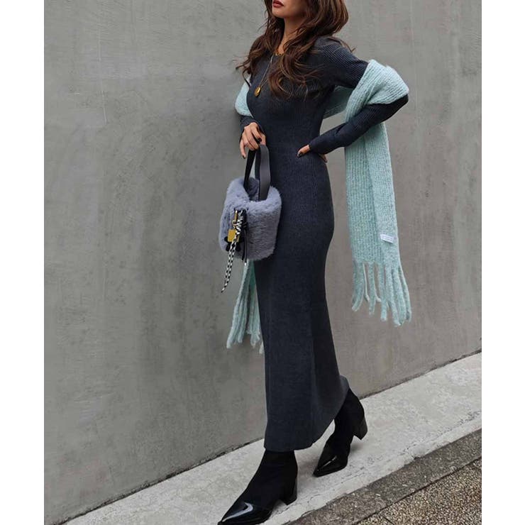 リブニットロングスリーブワンピースesutoreja ワンピース スタイルアップ | BUYSENSE | 詳細画像9 