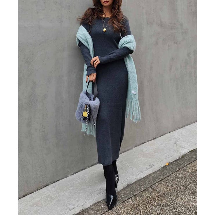 リブニットロングスリーブワンピースesutoreja ワンピース スタイルアップ | BUYSENSE | 詳細画像10 