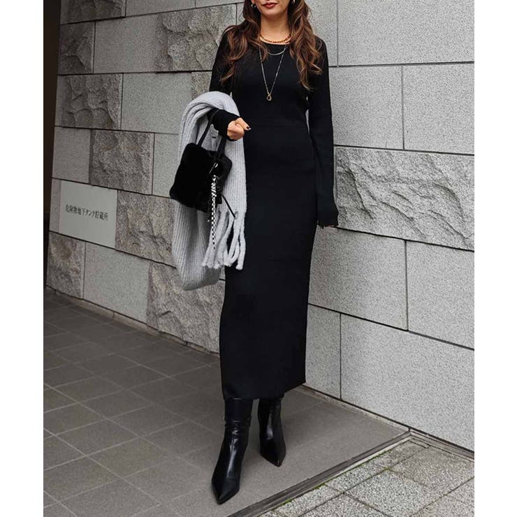 リブニットロングスリーブワンピースesutoreja ワンピース スタイルアップ | BUYSENSE | 詳細画像5 