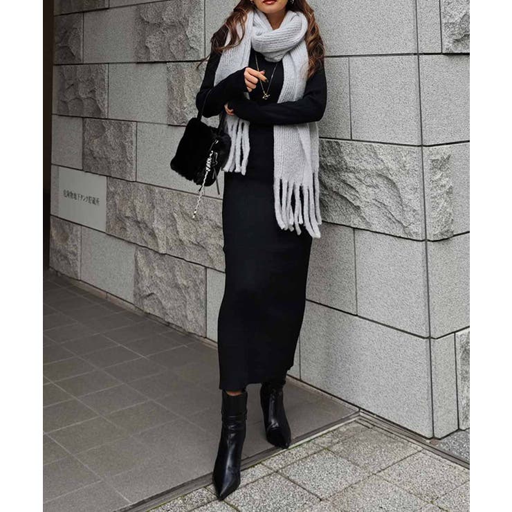 リブニットロングスリーブワンピースesutoreja ワンピース スタイルアップ | BUYSENSE | 詳細画像6 