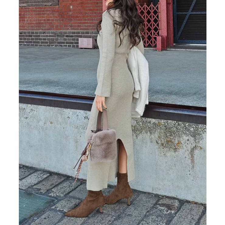 Vネックリブニットワンピースesutoreja ワンピース スタイルアップ | BUYSENSE | 詳細画像10 