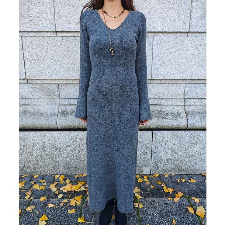 Vネックフレアニットワンピースesutoreja ワンピース スタイルアップ | BUYSENSE | 詳細画像8 