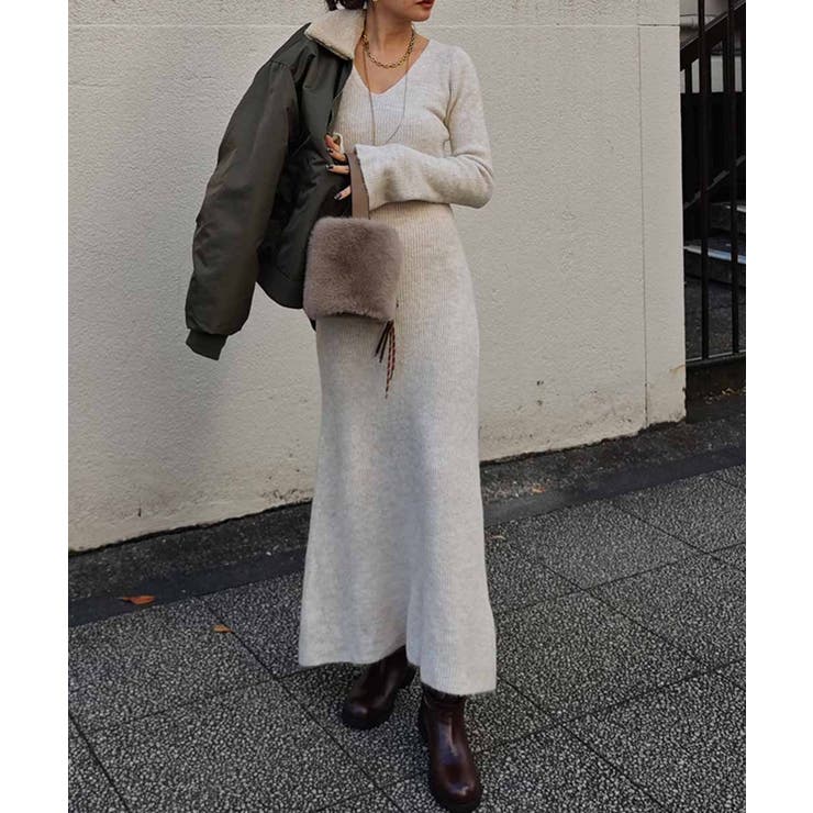 Vネックフレアニットワンピースesutoreja ワンピース スタイルアップ | BUYSENSE | 詳細画像5 