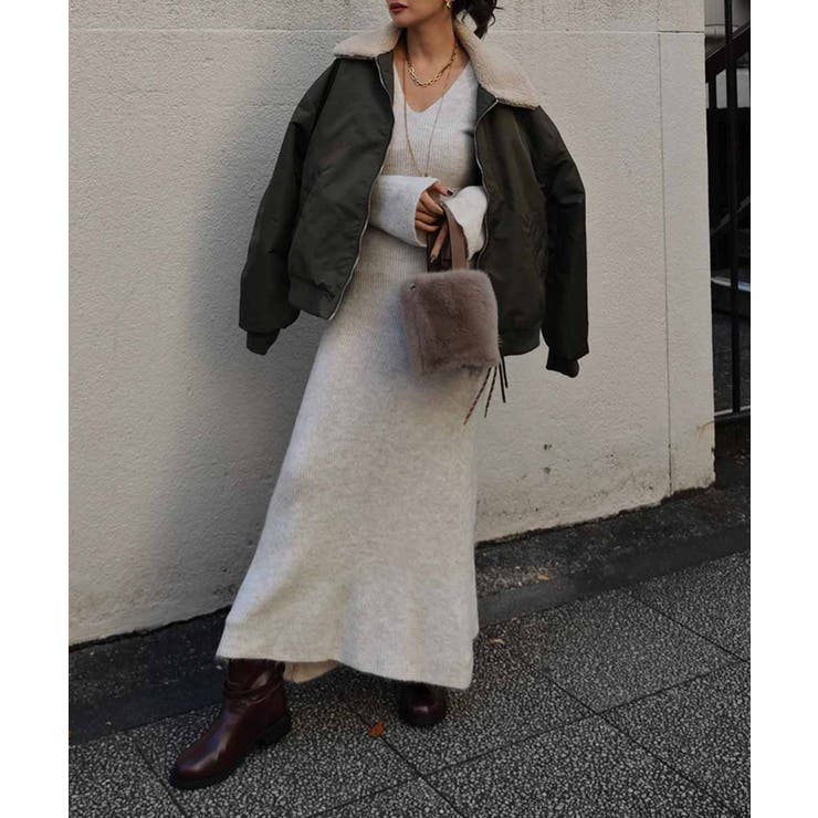 Vネックフレアニットワンピースesutoreja ワンピース スタイルアップ | BUYSENSE | 詳細画像6 