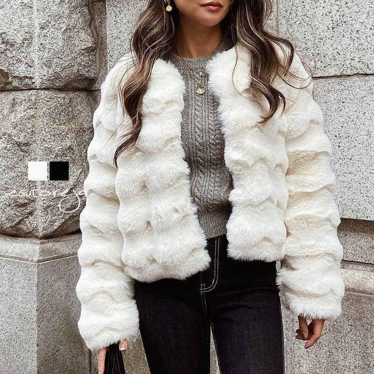 デザインショートファージャケット esutoreja アウター[品番